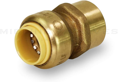 Everflow Supplies UPFC12 1/2 Inch Long Push X Female Adapter for Push-Fit Fittings, No Lead DZR Forged Brass