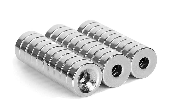30 Pieces 10 x 3mm Permanent Disc Rare Earth Fastener Magnets with 3mm Countersunk Hole, Neodymium Refrigerator Magnets