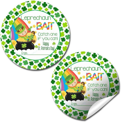 Leprechaun Bait Catch A Leprechaun St. Patrick’s Day Gift Tag Sticker Labels, 40 2" Party Circle Stickers by