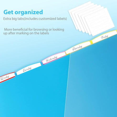 WOT I Plastic 5-tab Dividers with 2 Clear Pockets, 3 Sets, Binder Dividers for 3 Ring Binder, Bright Colors