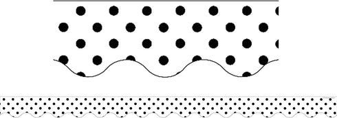 Teacher Created Resources Black Polka Dots on White Scalloped Border Trim (5593)