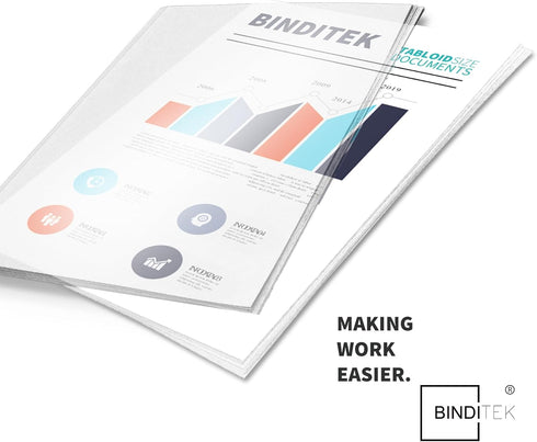 Binditek 50 Pack 8 Mil PVC Binding Presentation Covers, Clear Binding Front Covers for 11 x 17 Inches Report Cover