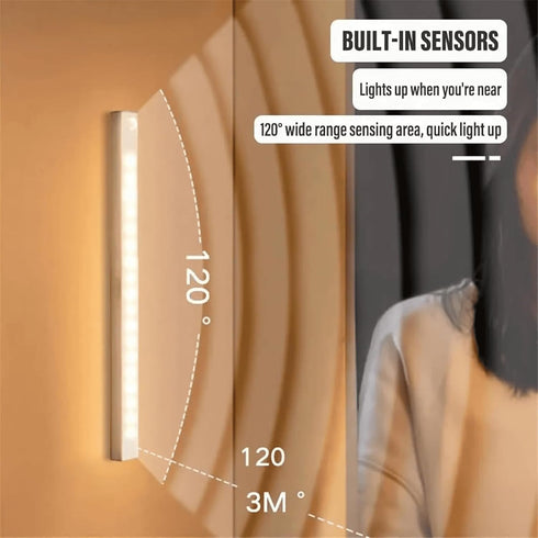 citosisk (Warm-2PCS, 30cm/11.9in) Punch-Free Smart Sensor Magnetic Rechargeable LED Lights,LED Intelligent Human Body