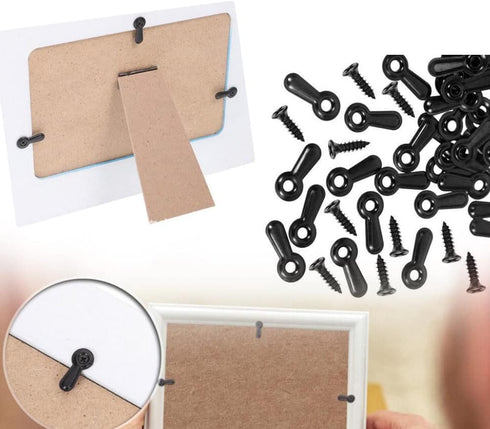 320PCS Picture Frame Turn Button Fasteners Set with Screws for Hanging Pictures, Drawing Crafts, Photos, Black