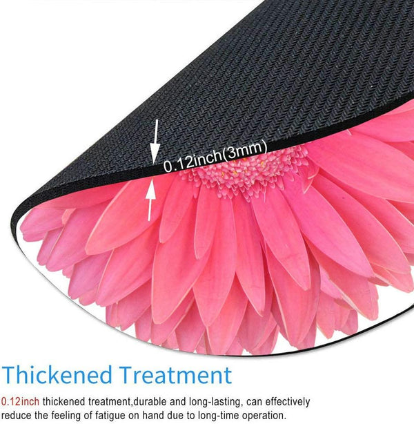 Mouse Pad, Isolated Bright Pink Gerbera Daisy Flower Round Mousepad, Non-Slip Rubber Base for Laptop & PC