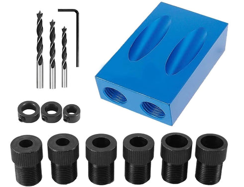Pocket Hole Jig Dowel Drill Joinery Kit, 14Pcs Woodworking Guides for Carpenters Craft