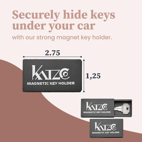 Katzco 3-Pack Magnetic Key Lock Box - Hide a Spare Key - 1.25 x 2.75 in Strong Magnet Case, Black