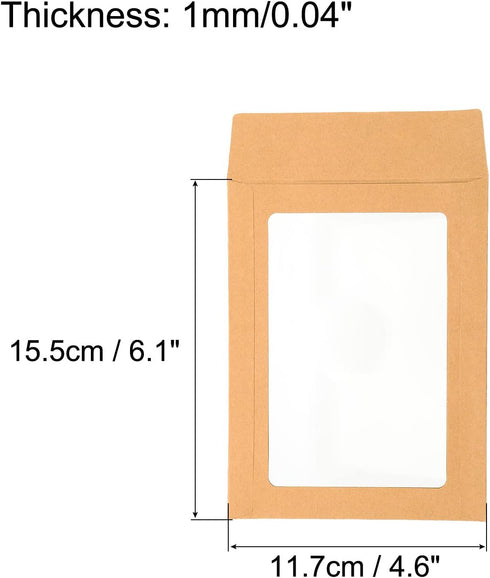 PATIKIL Full Face Window Envelopes 10 Pack 6'' Clear Double Sided for Mailing Statement Photos Catalogs, Brown by PATIKIL