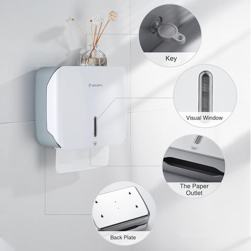 Paper Towel Dispenser Wall Mount: No Drill Adhesive Z-fold Multifold Paper Towel Dispenser, Compact Design for Family
