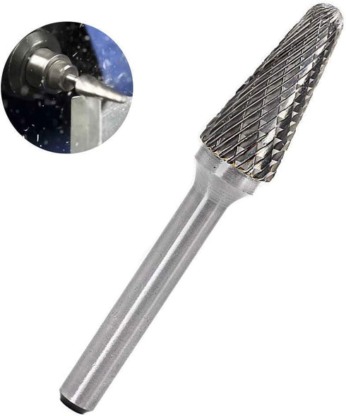 SL-4 Tungsten Carbide Burr - Cylinder Shape Double Cut Rotary Burrs File (1/2 Inch, Cutter Length: 1-1/8 Inch)