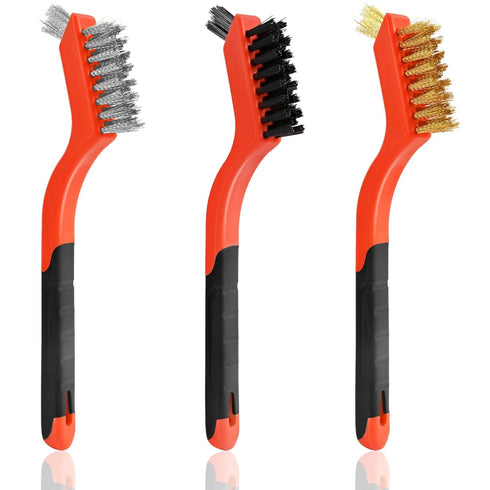 IEGREMAR 3pcs Wire Brushes for Cleaning Rust, Upgrade Wire Brush Set - Brass/Stainless