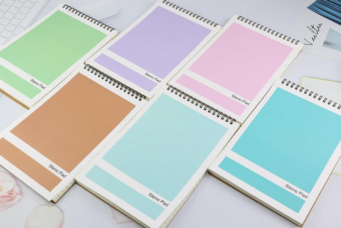Steno Pad, 6 Pack Top Spiral Notepads, 6" x 9", 80 Sheets, Gregg Rule for Writing Notes in School and Office