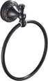 Oil Rubble Bronze Brass Bath Towel Ring, Wall Mounted Black Bathroom Hardware Accessories with Pattern Carving Design