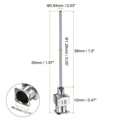 12pcs 18Gauge Stainless Steel Dispensing Needles, 1 1/2" All Metal Glue Needle Tube Blunt Tips Luer Lock for Thick Liquids, Ink, Glue, Lab Use