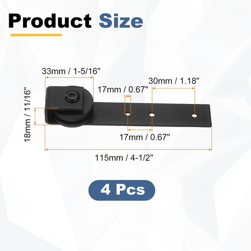 4Pcs (115x29mm, 3 uxcell Sliding Barn Door Hardware Hanger, Mini Sliding Door Hardware for TV Stands Wardrobe Small