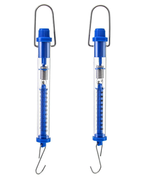 QWORK Plastic Tubular Spring Scale - 5 Pack 1000g/10N Capacity, Clear Plastic Body with Zeroing Capability