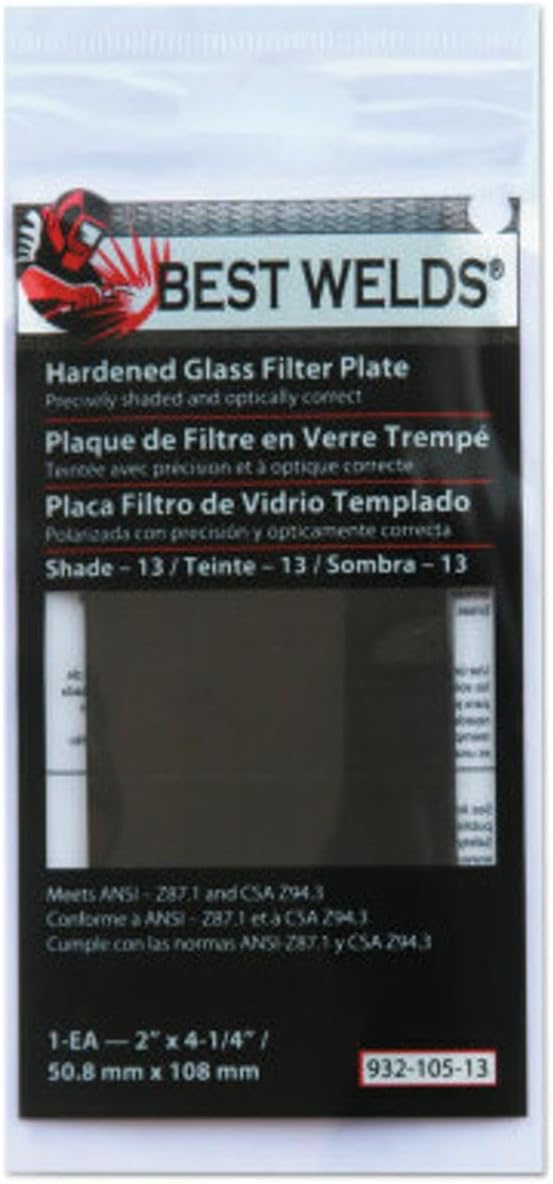 BEST WELDS 901-932-105-13 - 2" Glass Filter Plate, Shade 13, 2 x 4 1/4"