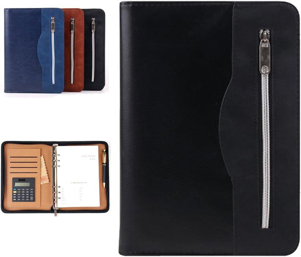 SAYEEC A5 Executive Conference Folder Business Notebook Zipped Organizer with Faux Leather