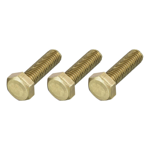 METALLIXITY Hex Head Screw Bolt (M8-1.25x30mm) - 3Pcs Brass Fully Threaded Solid Brass Hex Bolts for Machinery Repair