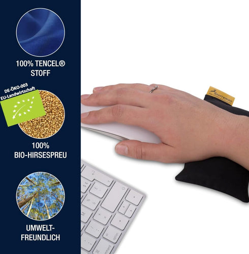 Mouse Pad Wrist Rest, Ergonomic Palm Support Made of Organic Millet Chaff, Cognac Color Cushion Support