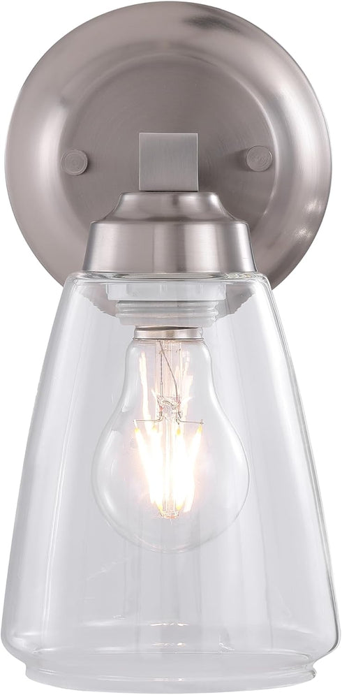 Aspen Creative 62732-09-1, 5" One-Light Metal Bathroom Vanity Wall Light Fixture, Wide, Transitional Design in Satin