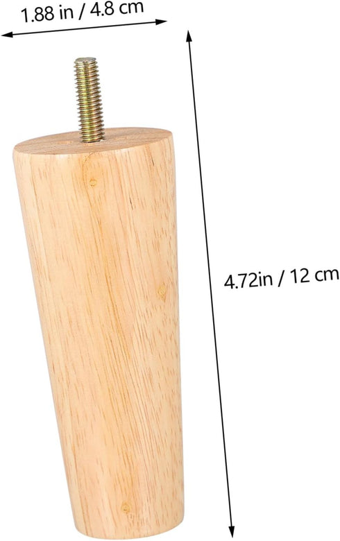 4pcs 5x12cm M8 NUOBESTY Solid Wood Furniture Legs Tapered Sofa Replacement Legs Threaded for Coffee Table Cabinet Tv