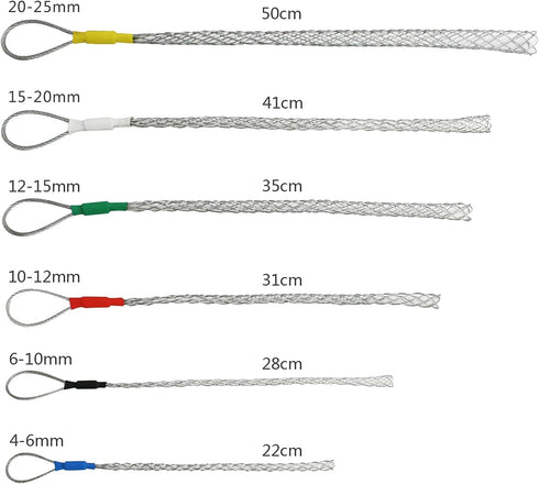 Black Cable Pulling Grip Sock Kit, Flexible Eye Mesh Rope, Galvanizing Steel Antislip Pipe Wire Pulling Grips Set