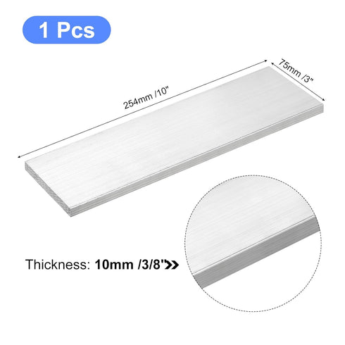 uxcell Square Aluminum Flat Bar, 3/8" Thick 3" Width 10" Length, 6061 Aluminum Flat Plate for Industrial Building