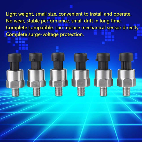1/8NPT Thread Stainless Steel Pressure Transducer Sender Sensor, 30/100/150/200/300/500 psi for Oil Fuel Air Water