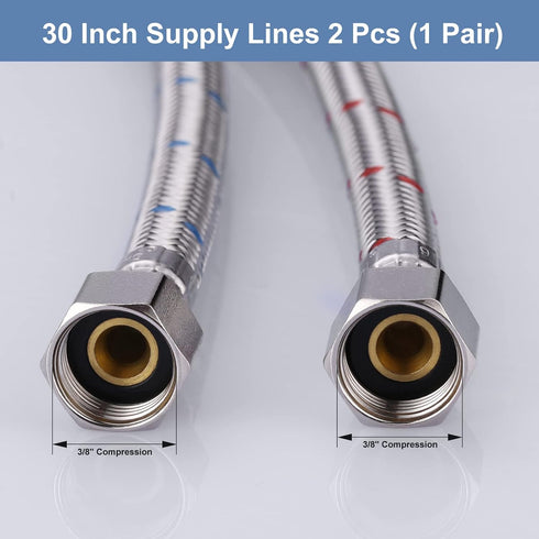 ARCORA 30-Inch Faucet Hose - Connects Kitchen Bathroom Sink to Water Supply, 3/8" x 3/8" Female Compression