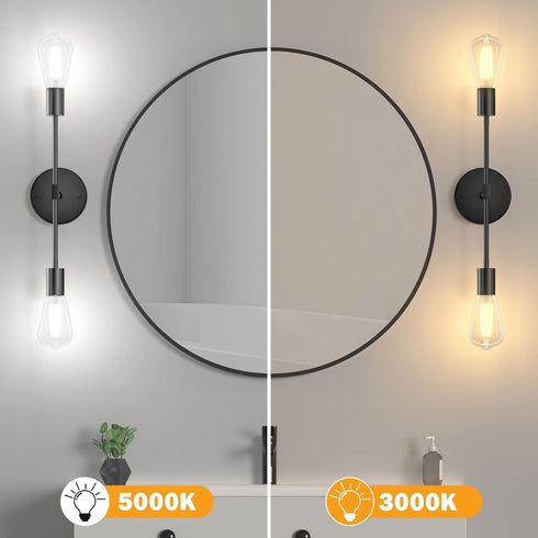 2-Light (1 Pack) FadimiKoo Black Bathroom Lighting Over Mirror, Modern Sconces Wall Light Fixtures, Indoor Semi Flush