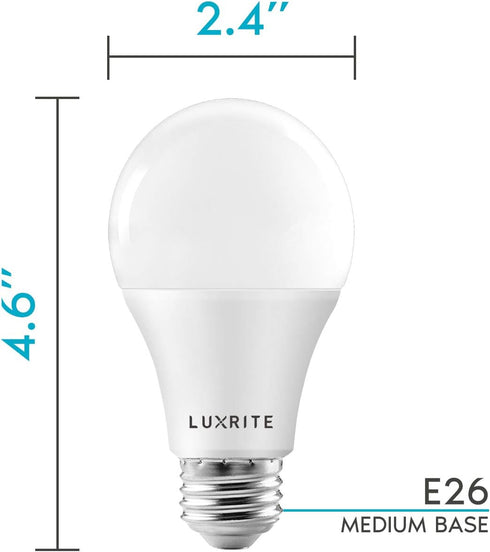 LUXRITE A19 LED Light Bulbs 100 Watt Equivalent Dimmable 2700K Warm White 1600 Lumens E26 Medium Base Indoor Outdoor (4