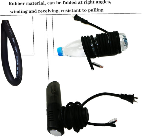 10 Feet Power Tool Cord Replacement, 2 Prong 16AWG Oil Resistant Waterproof Rubber Flexible Cord