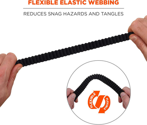 Ergodyne Squids 3105 Tool Lanyard with Aluminum Screw Lock Carabiner, 15lbs Tool Weight Capacity, Black