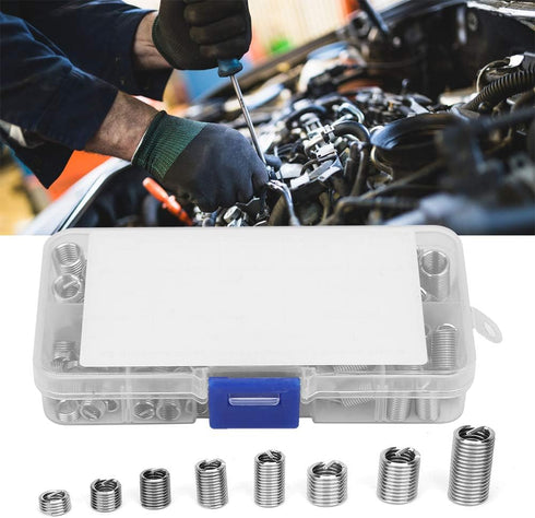 110pcs Coiled Wire Thread Insert Thread Screws - Stainless Steel Sleeve Set, Versatile Thread Repair Kit for Home Repair
