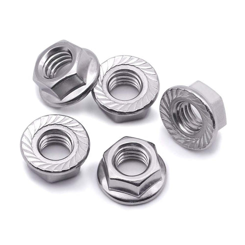 10# 32 Serrated Flange Hex Lock Nuts, 304 Stainless Steel 18-8 Anti-Loose Nuts for Machinery, 50 PCS
