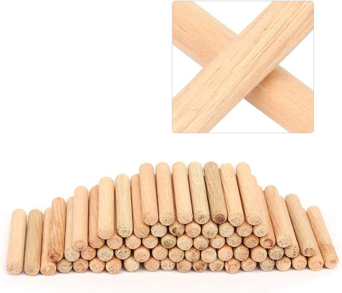 Round Wood Tenon Grooved Plugs, Hard Wood Craft Furniture Fitting Rods Tool (6 * 40mm / 0.2 * 1.6in)