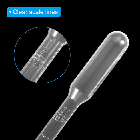 PATIKIL 100pcs Disposable Transfer Pipettes, 3ml LDPE Plastic Individually Wrapped for Lab Liquid Transfer
