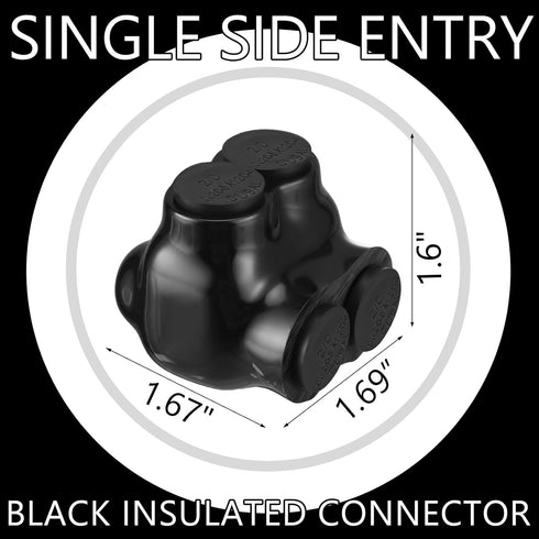 5 Pcs Insulated Multi Cable Connectors, 2 Port Single Entry Splice Electrical Power Connector Black Interconnect