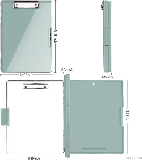 Clipboard with Storage,Heavy Duty Clip Boards 8.5x11 with 2 Storage Case,Clear Visible Top Panel Storage Clipboards,Side Open Clip Boards,Nursing Clipboard Folder Case for Office Supplies-Dark Green by SFLHHDM