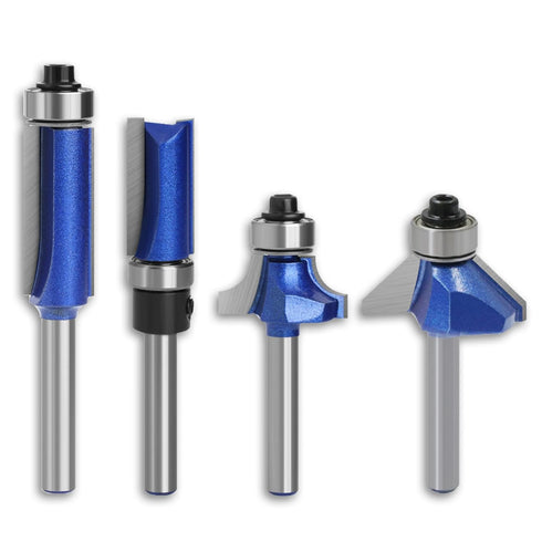 BENESOON 4PCS Router Bit Set 1/4 Inch Shank, Tungsten Carbide Tip Includes Top