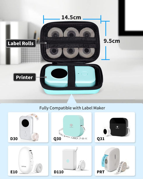 Memoking T02 Hard Storage Case for Phomemo D30, SUPVAN E10, NIIMBOT D11, Waterproof Shockproof Case, Green