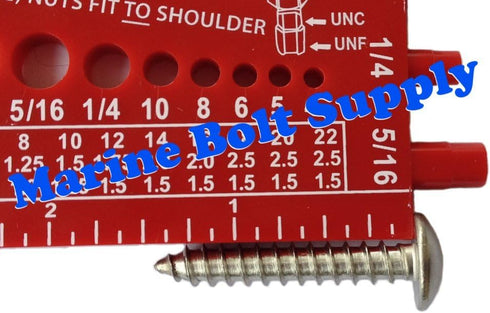 Nut, Bolt & Screw Gauge for Standard & Metric Coarse & Fine Diameter, Length & Thread Pitch (Blue)