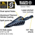 Klein Tools QRST14 Step Drill Bit, Quick Release, Spiral Double-Fluted, 3/16 to 7/8-Inch, Hex Shank, Cut Steel