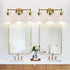 3-Light Indoi Bathroom Light Fixtures, Brass Vanity Light, Black Bathroom Lights Over Mirror with Clear Glass Shade
