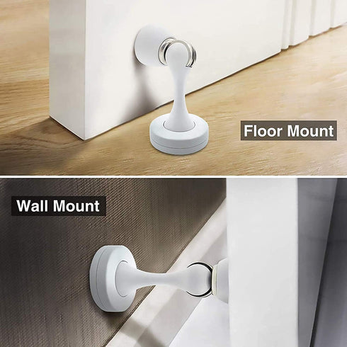 KOLAKO 6 Pack Magnetic Door Stoppers, Heavy Duty Wall Floor Mount Door Stops in White & Brushed Nickel