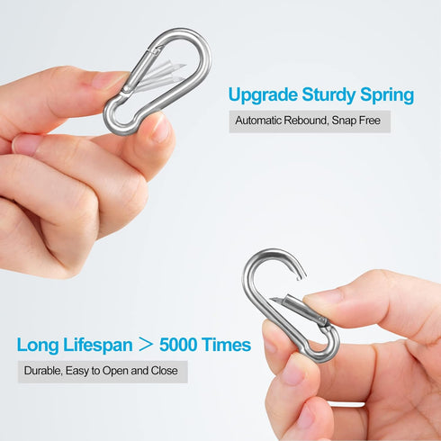 10PCS Stainless Steel Carabiners - 1.57 Inch Small Caribeaner Clips, Heavy Duty Keychain Clip, Quick Link for