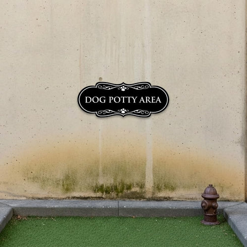 Large Black Dog Potty Area Sign - Designer Style