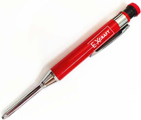 Red Premium EXcraft Metal Mechanical Carpenter Pencil with Built-in Sharpener for Architect Construction Carpentry