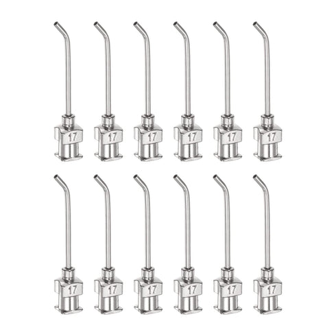 12pcs 17 Gauge 1" Stainless Steel Blunt Tip Dispensing Needles with Luer Lock for Glue and Ink